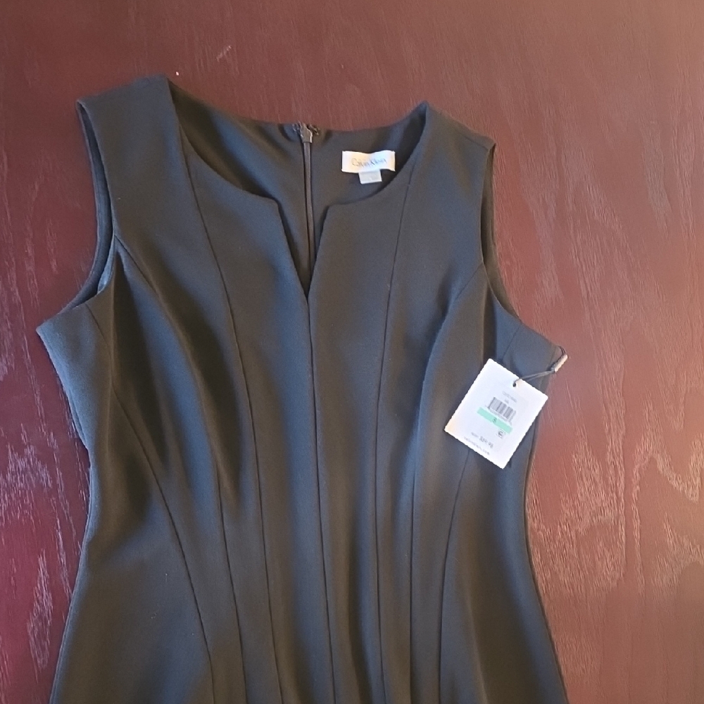 Calvin Klein Black Sleeveless Scuba Crepe Sheath Dress